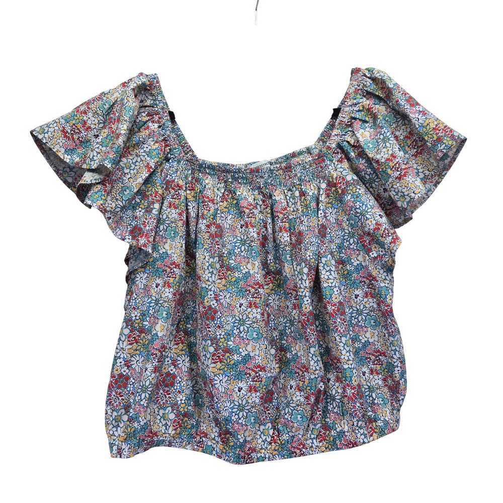 Nordstrom Floral Off-Shoulder Blouse in Blue, Red, Yellow, Green